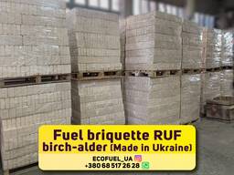 High quality wood fuel briquette RUF birch-alder