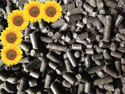 Pellets van zonnebloemschillen