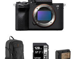 Sony Alpha a7 IV systeemcamera, bundel met 128GB SDXC-geheugenkaart, cameratas, extra batt